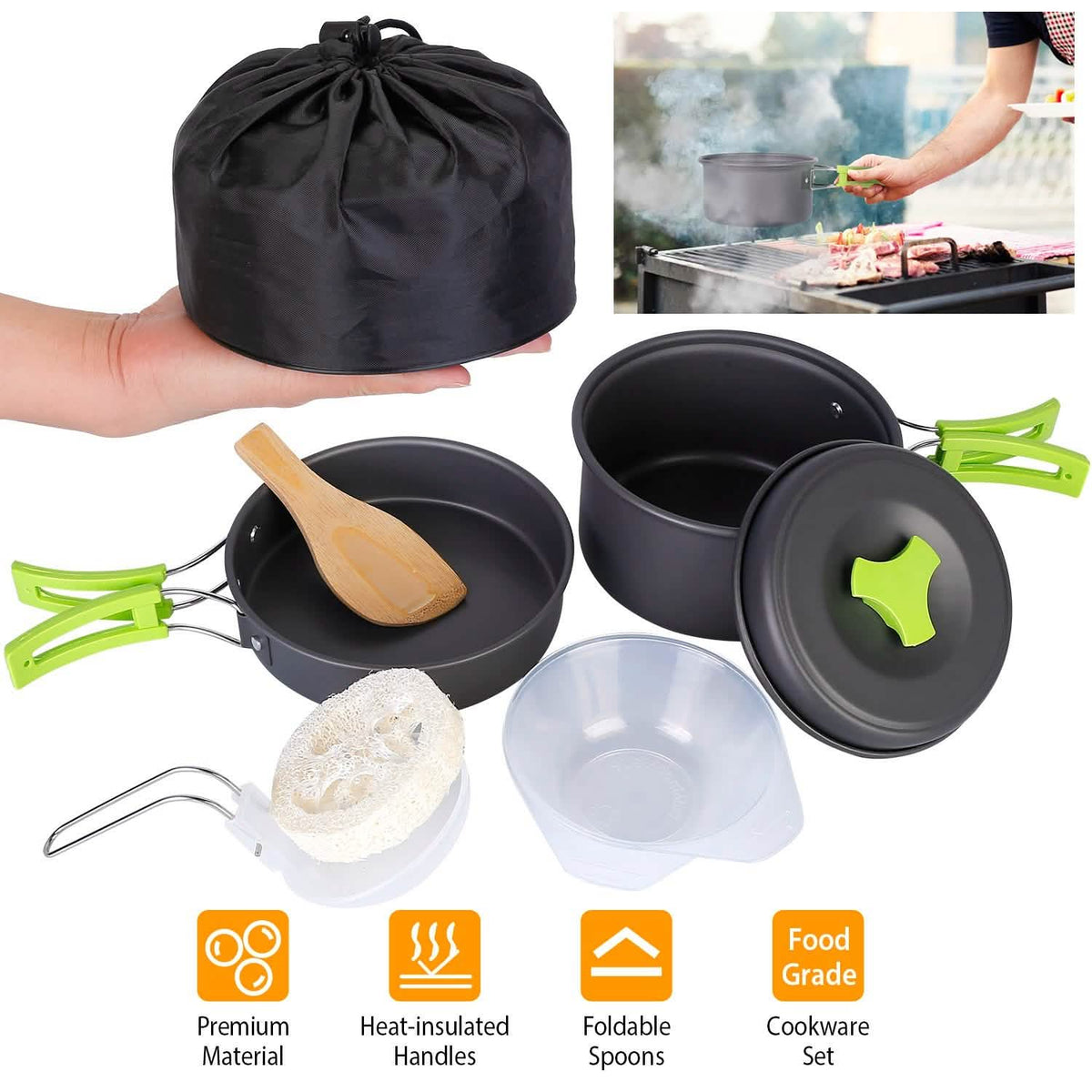 9-Piece: Camping Cookware Set
