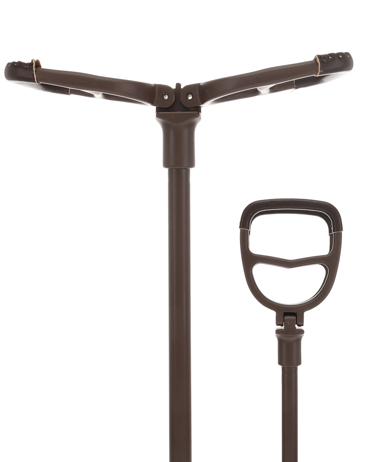 Genuine Leather Brown Cane Handle Chair - Non-Adjustable