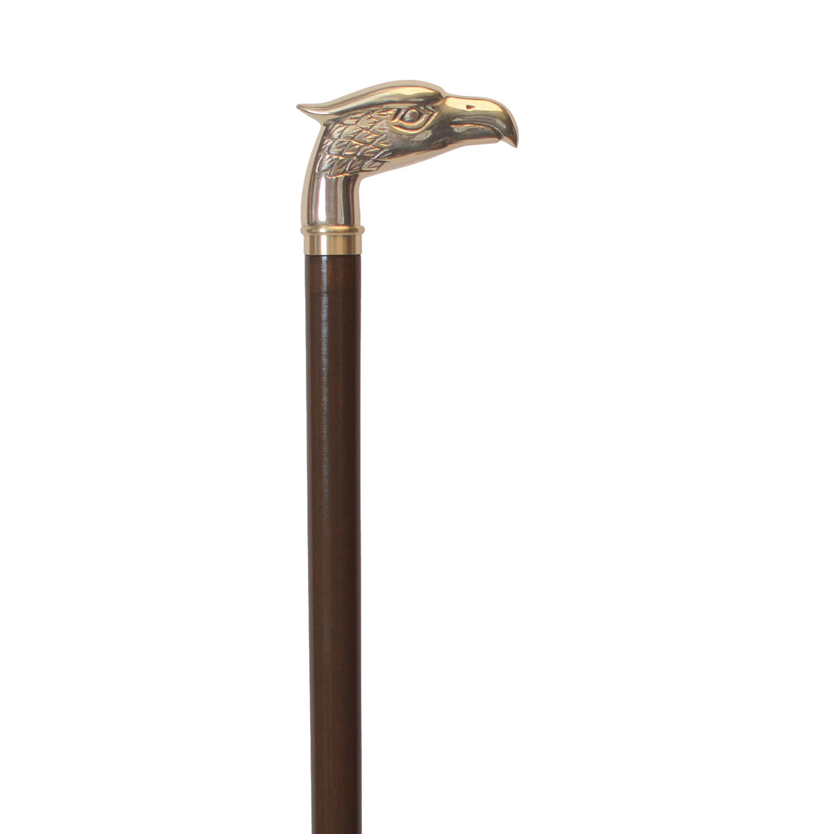 Elegant Eagle Brass Handle Cane - Solid Hardwood Shaft, Walnut/Black