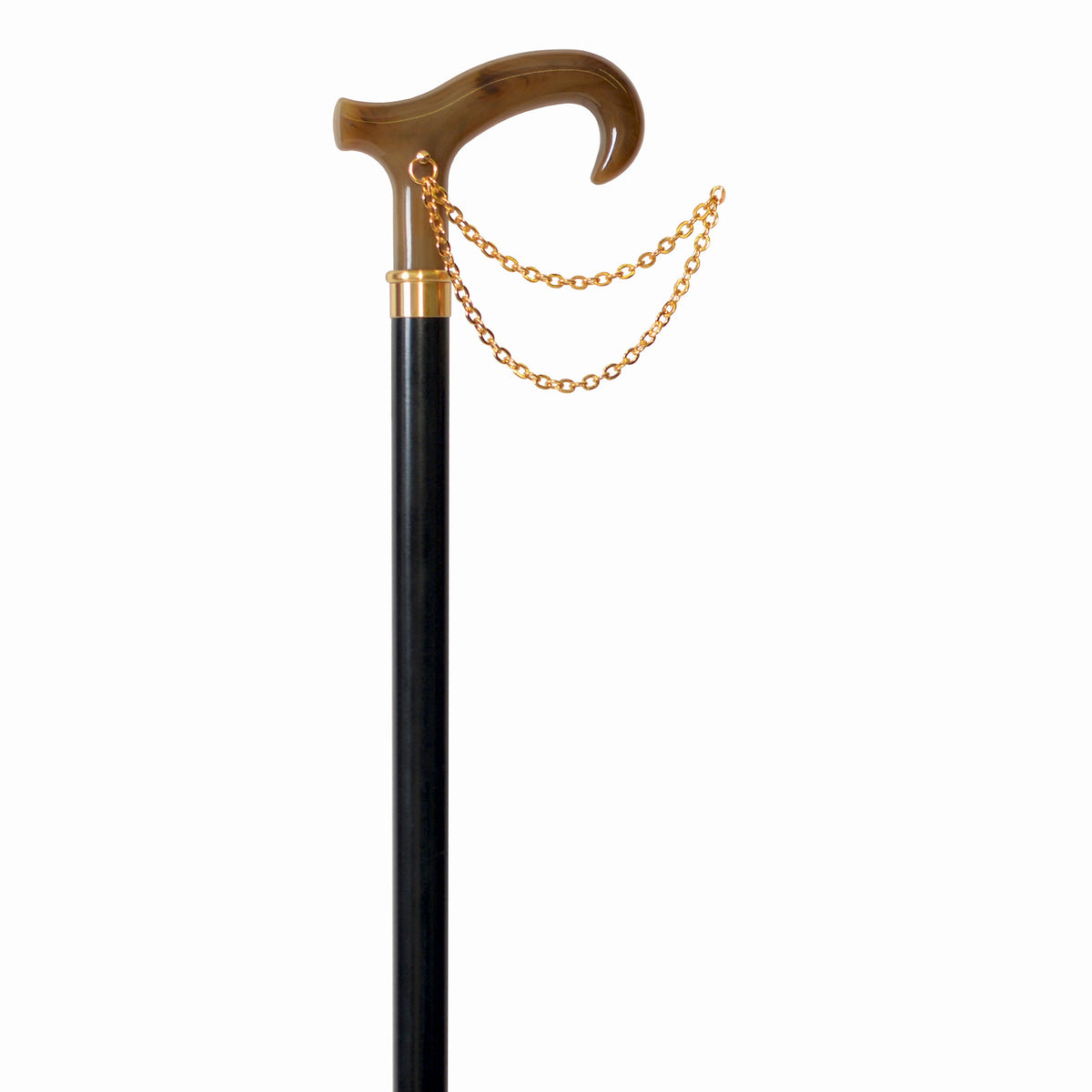Elegant Italian Derby Handle Walking Cane with Gold Accent