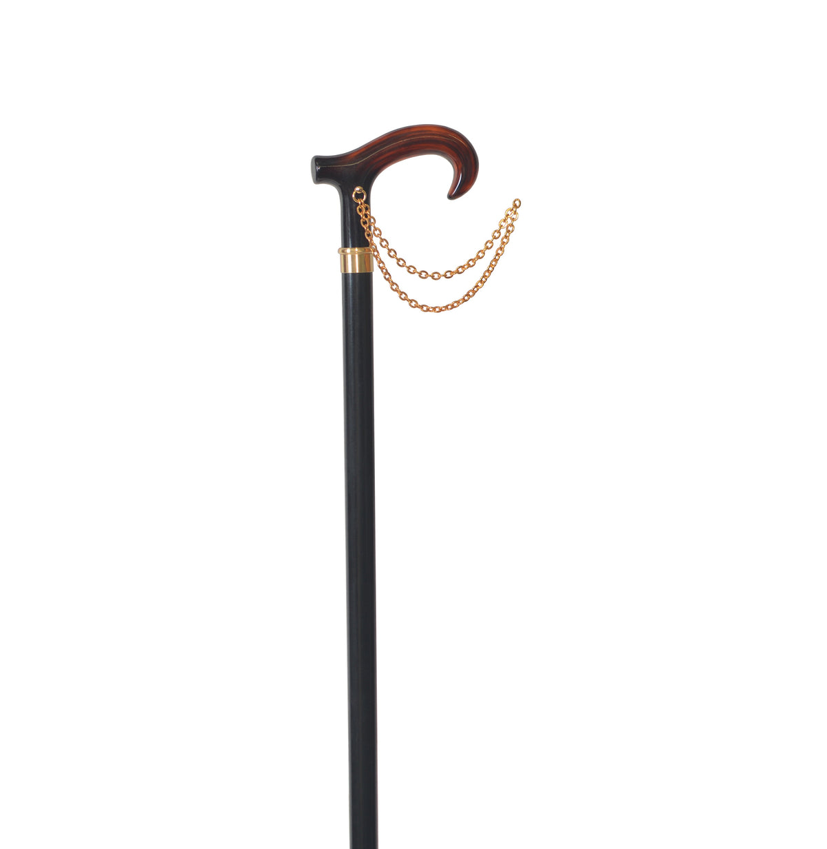 Elegant Italian Derby Handle Walking Cane with Gold Accent