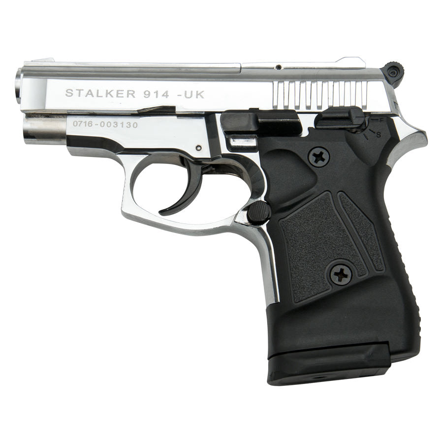 Stalker 914 Chrome Finish - 9mm Blank Firing Replica Zoraki Gun