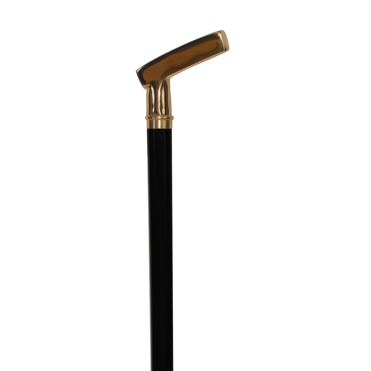 Elegant Brass Putter Handle Walking Cane - Sturdy Black Maple Shaft