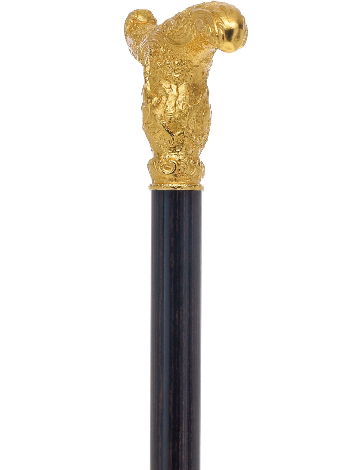 14K Gold Plate Antique Reproduction T Handle Walking Cane With Stamina Wood Shaft