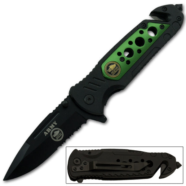 Army Tactical Rescue Spring Assisted Knife - TOPHATTER'S ARMORY DEALS