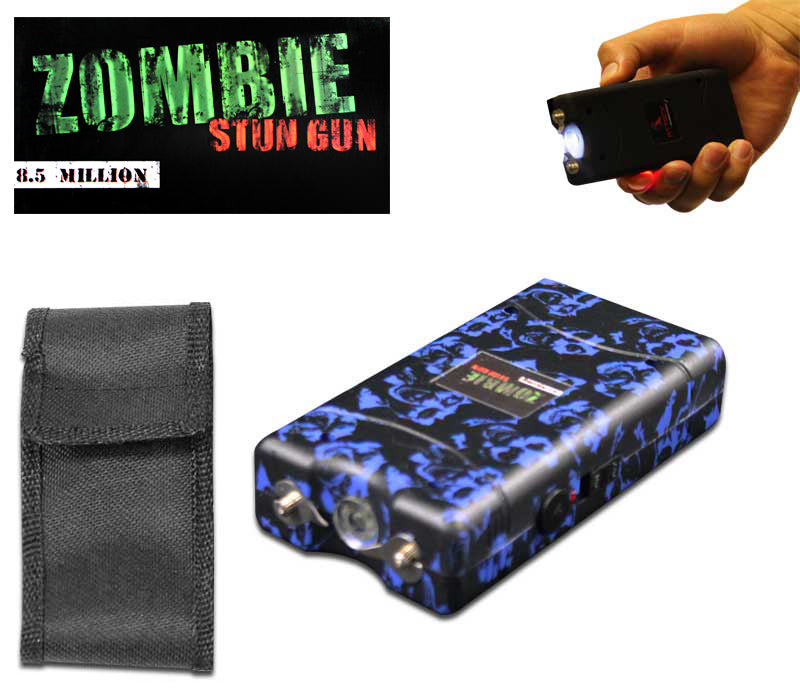 Zombie Self Defense Stun Gun 850K Volt Rechargeable LED Flashlight Blue