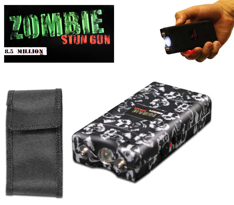 Zombie Self Defense Stun Gun 850K Volt Rechargeable LED Flashlight Grey