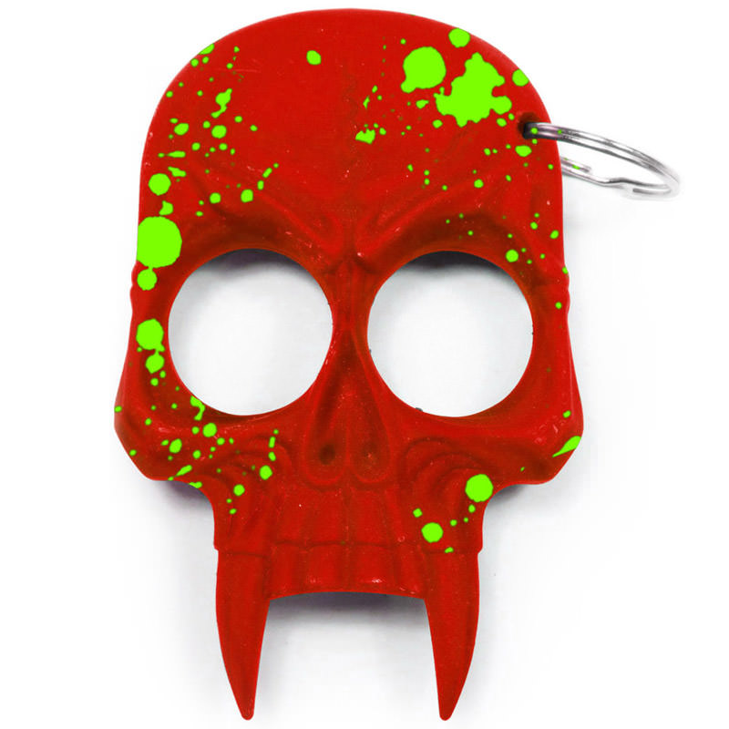 Demonic Skull Zombie Killer Self Defense Keychain Red With Green Splash - TOPHATTER'S ARMORY DEALS