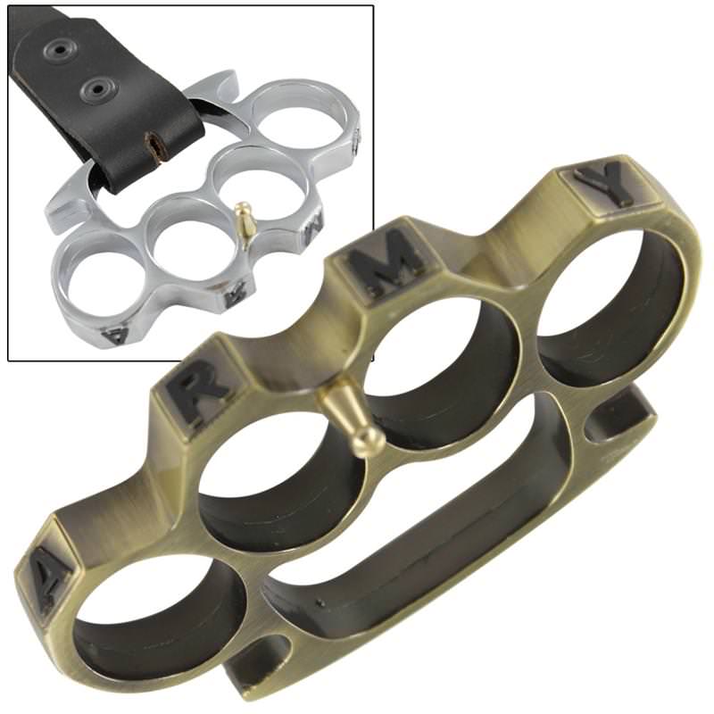 Army Strong Antiqued Brass Knuckle Buckle - TOPHATTER'S ARMORY DEALS