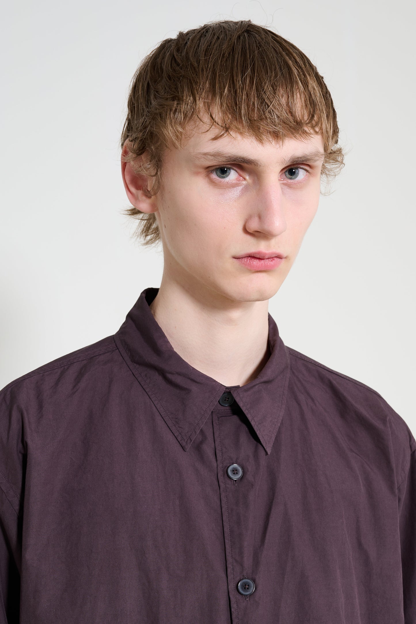 Auralee Garment-Dyed Finx Shuttle Weather Shirt Dark Brown