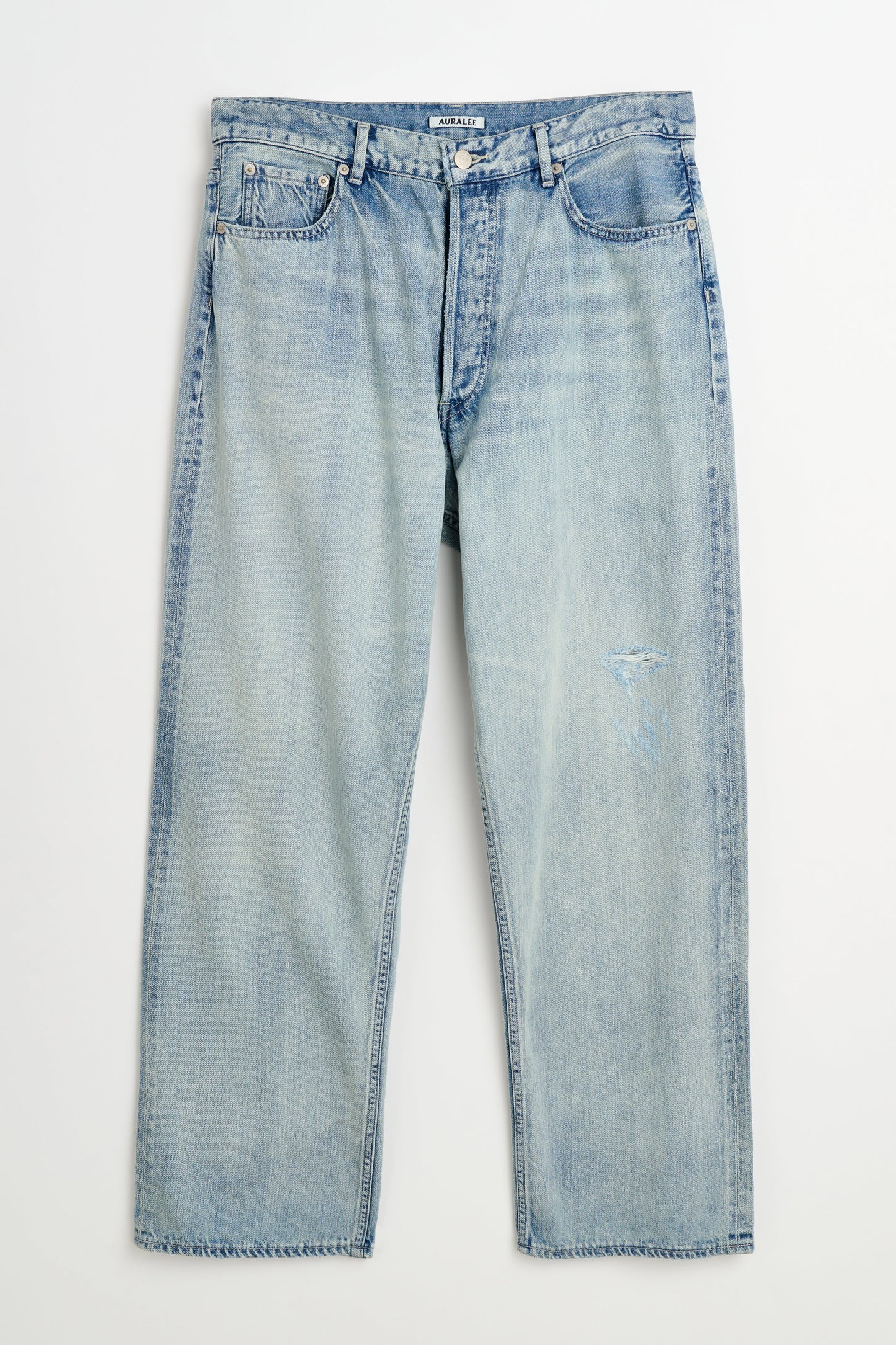 Auralee Faded Selvedge Light Denim Wide Pants Light Indigo