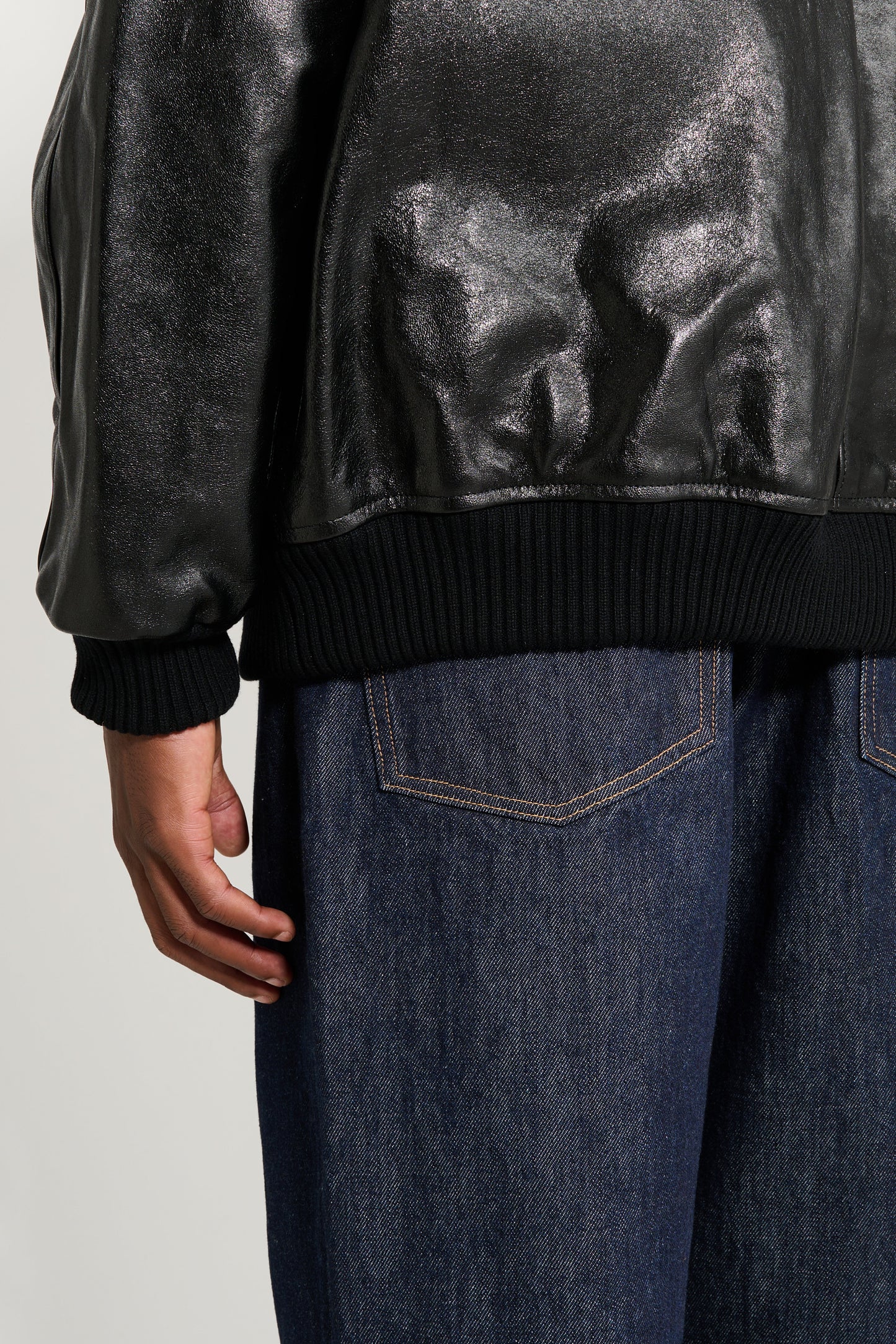 Auralee Lamb Leather Zip Blouson Black