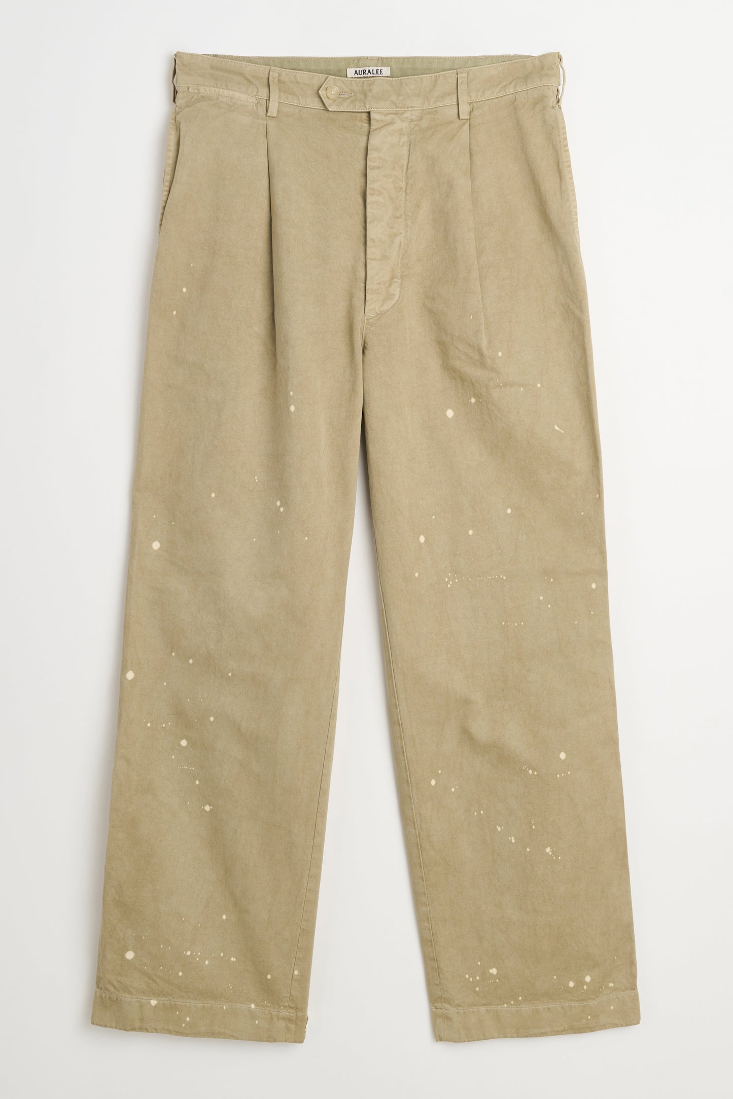 Auralee Garment Dyed Finx Light Chino One-Tuck Wide Pants Beige