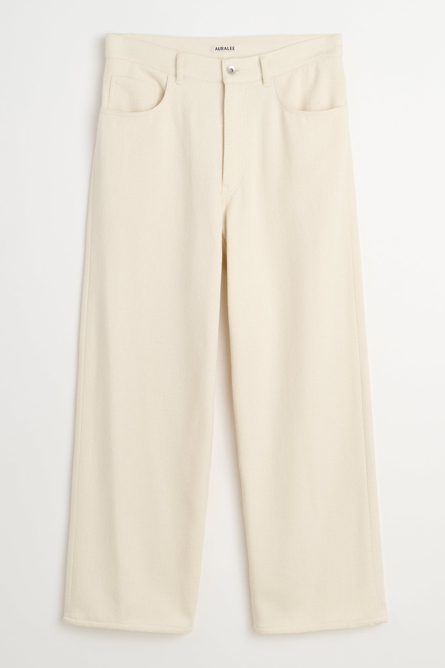 Auralee Silk Nep Denim 5P Wide Pants Ivory White