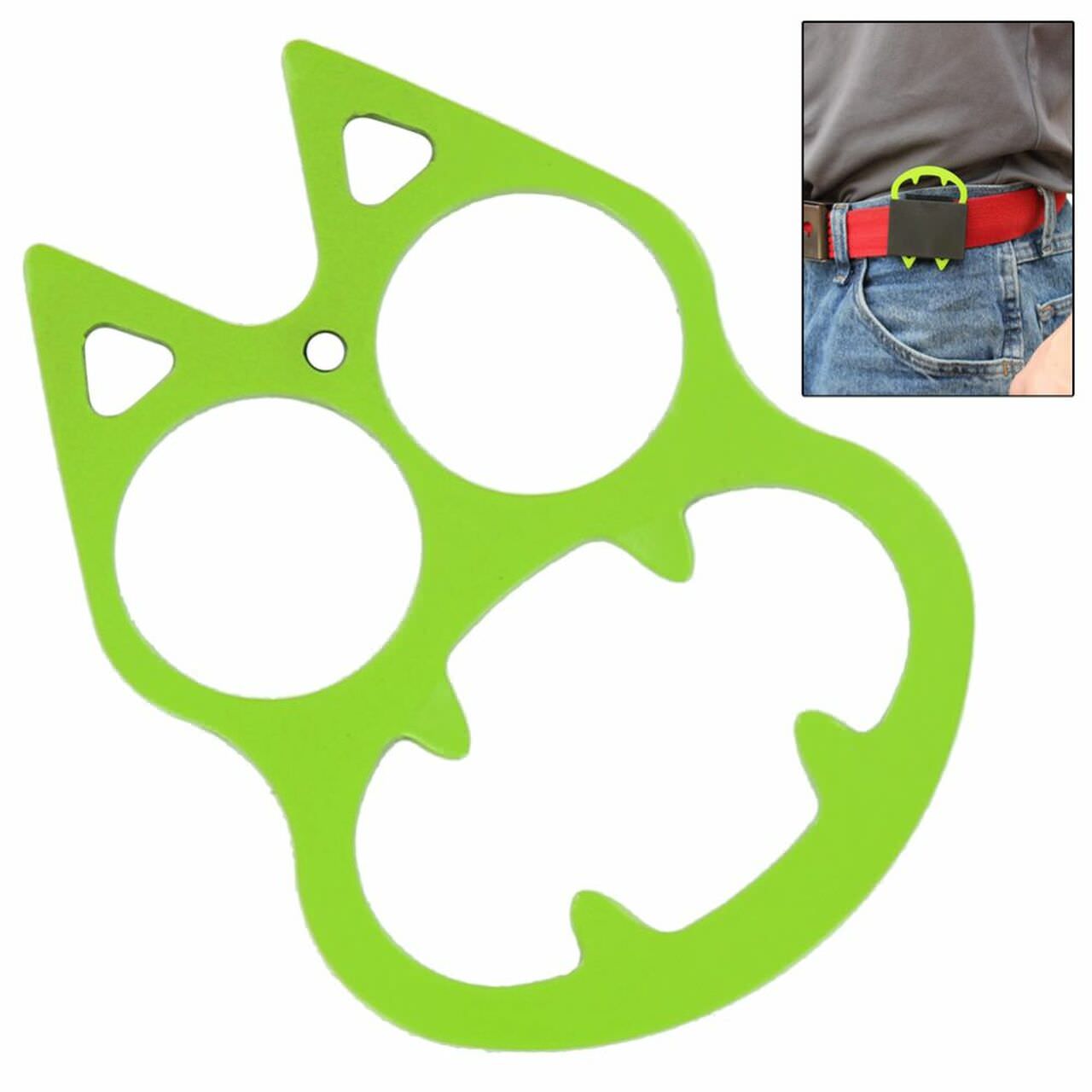 Neon Green Cat Face Evil Personal Defense Mini Knuckle