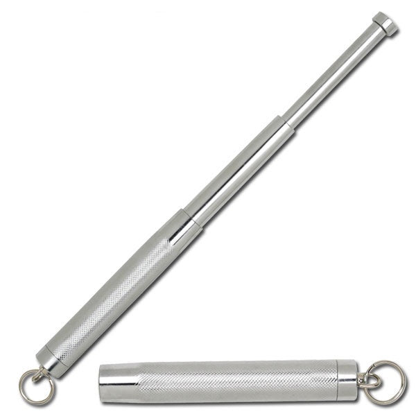 12" Expandable Silver Keychain Self Defense Pocket Mini Buster Police Baton