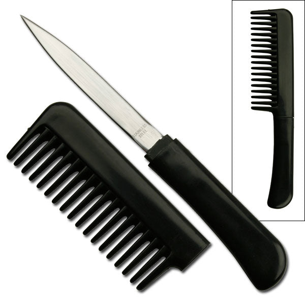 Self Defense Brush Comb With Hidden Knife - Black