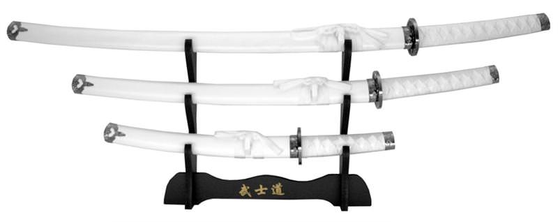 3-pc. Samurai Sword Set With Display Stand White - TOPHATTER'S ARMORY DEALS