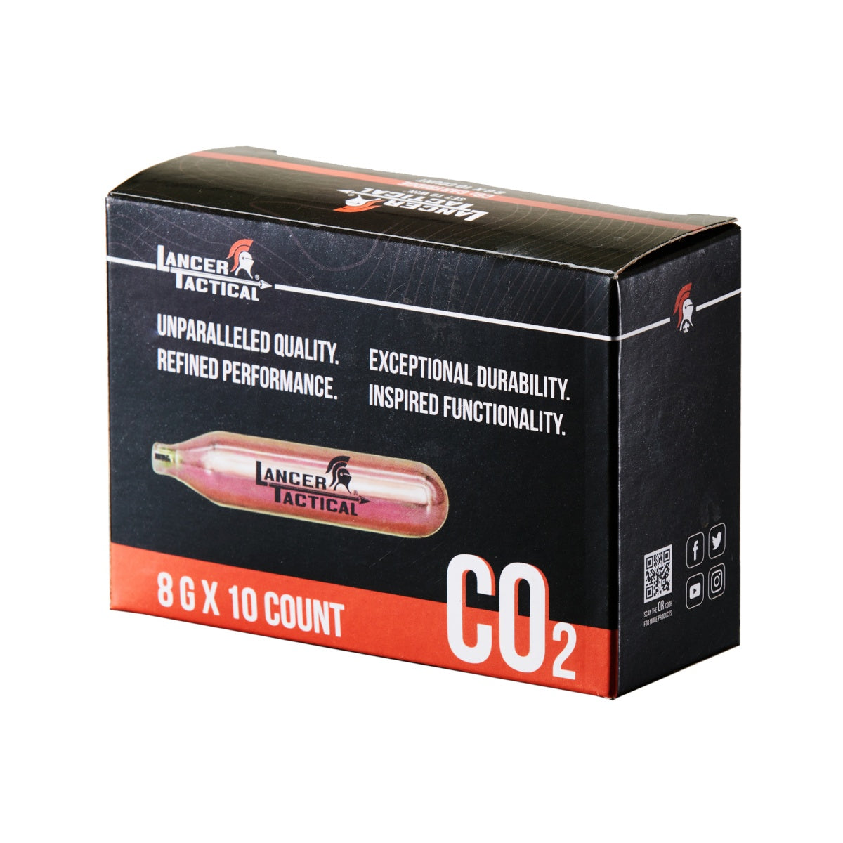 High Pressure 8 Gram CO2 Cartridges for Airsoft / Airguns (Pack of 10)