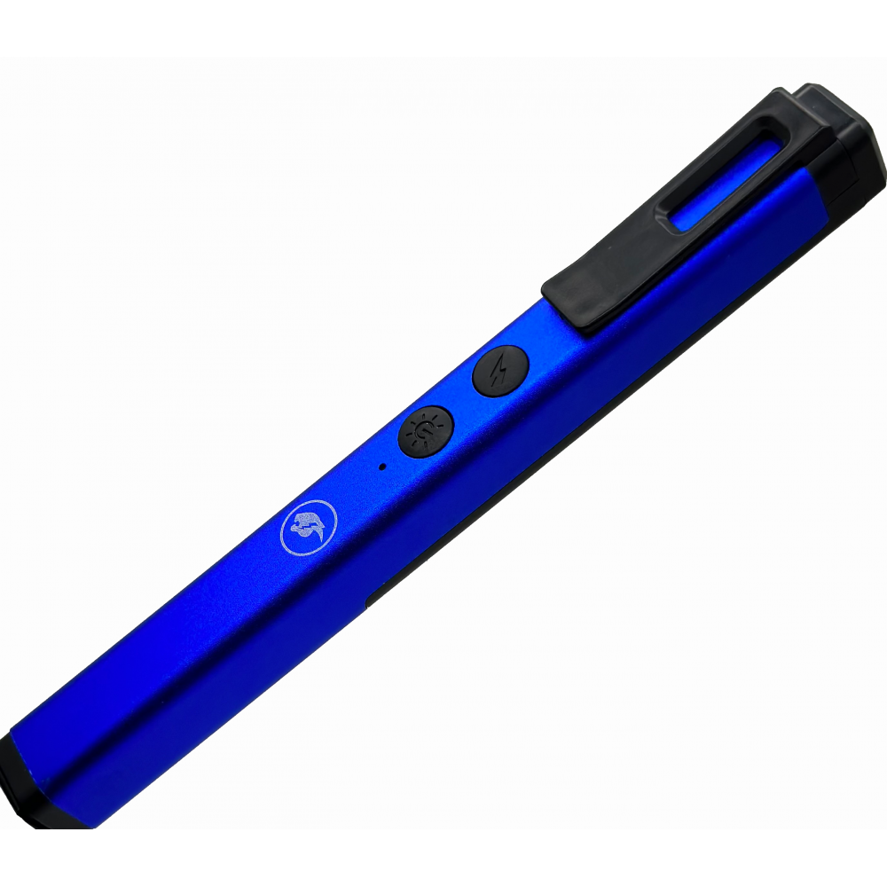 Stun Gun Self Defense Blue Pen Style with LED Light USB Rechargeable - TOPHATTER'S ARMORY DEALS