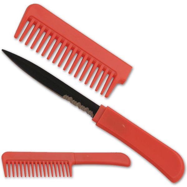 Red Comb With Hidden Knife - Comb Knife - TOPHATTER'S ARMORY DEALS