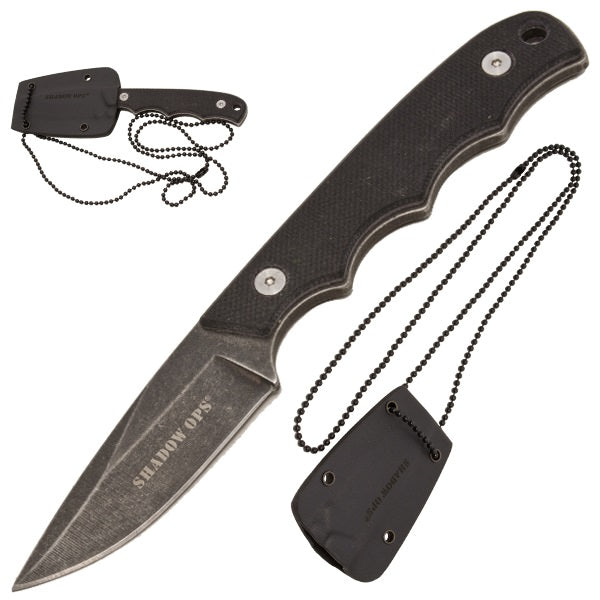 Shadow Ops Neck Knife With Drop Point Blade G-10 Grip Handle and Kydex Sheath