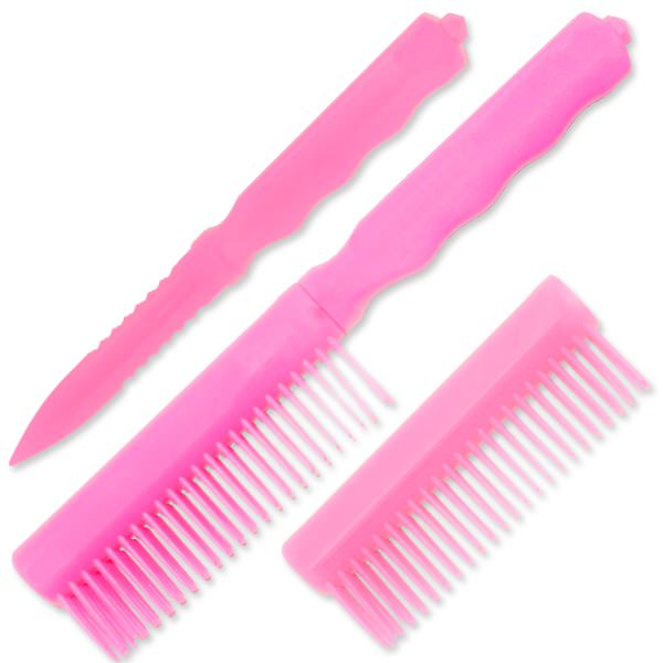 Pink CIA Agent Comb with Hidden ABS Knife - TOPHATTER'S ARMORY DEALS