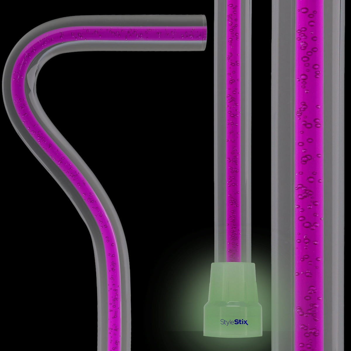 Amethyst Trace Cane: Purple Streak w/ Floating Bubbles in Clear Shaft
