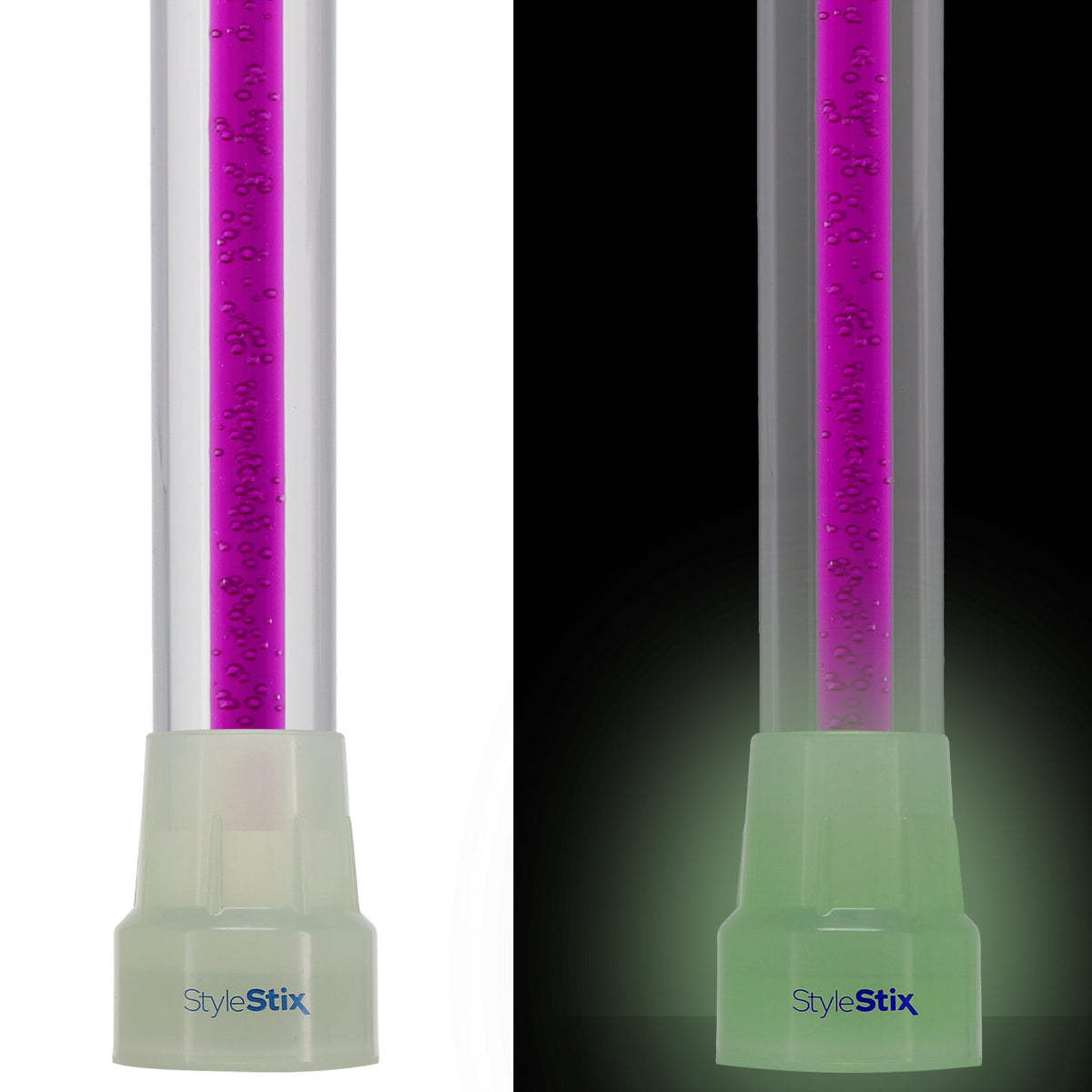 Amethyst Trace Cane: Purple Streak w/ Floating Bubbles in Clear Shaft