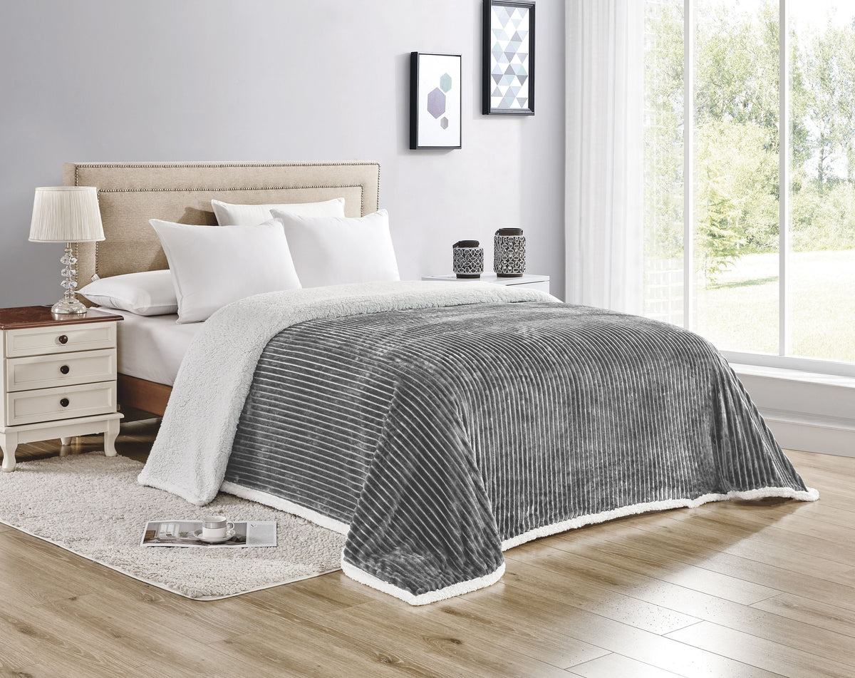 Corduroy Sherpa Blanket – Throw, Queen & King Sizes – Ultra Soft, Reversible, Cozy & Stylish