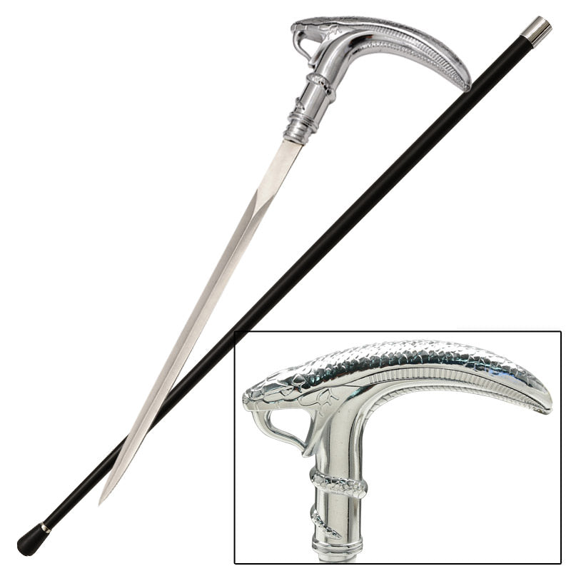 Silver Cobra Snake Cane Sword