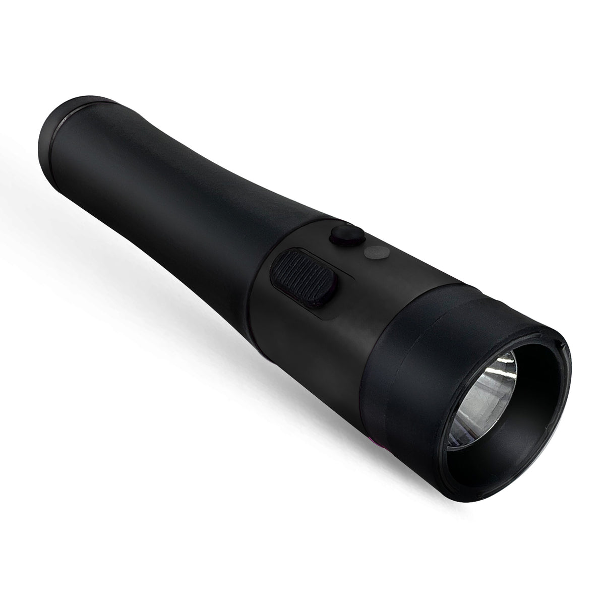 Black Stun Gun Flashlight, Rechargeable with Safety Pin, USB Wall and Car Charger, Wrist Strap - TOPHATTER'S ARMORY DEALS