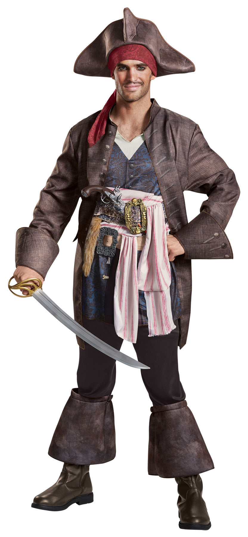 Men's Captain Jack Deluxe Costume - Pirates Of The Caribbean 5