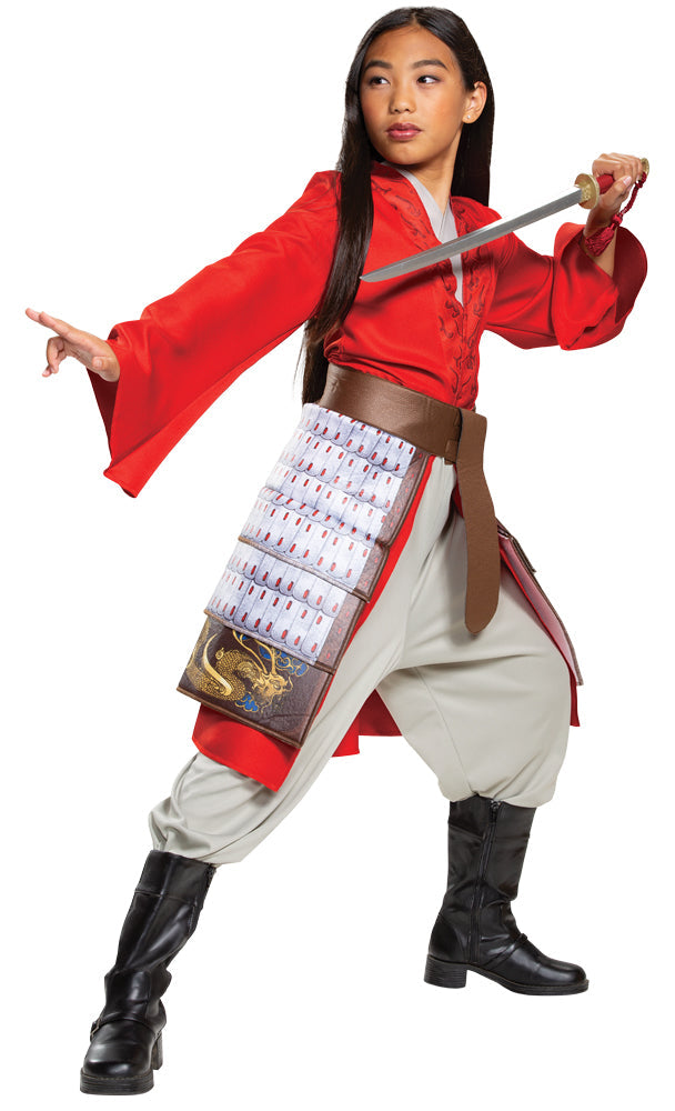 Girl's Mulan Hero Red Dress Deluxe Costume
