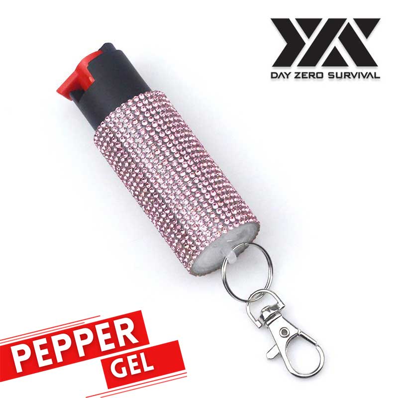 Personal Defense Tactical Pepper Gel Key Ring - Pink Jeweled Design - TOPHATTER'S ARMORY DEALS