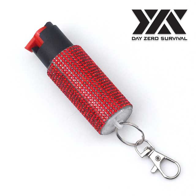 Red Jeweled Design Pepper Spray Self Defense Key Ring - TOPHATTER'S ARMORY DEALS