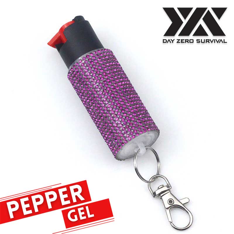 Personal Defense Tactical Pepper Gel Key Ring - Purple Jeweled Design - TOPHATTER'S ARMORY DEALS