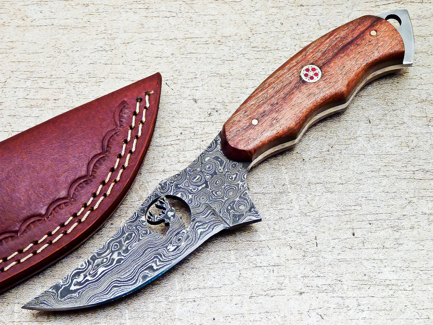 Damascus Steel Handmade Hunting Skinning Knife 8.25"