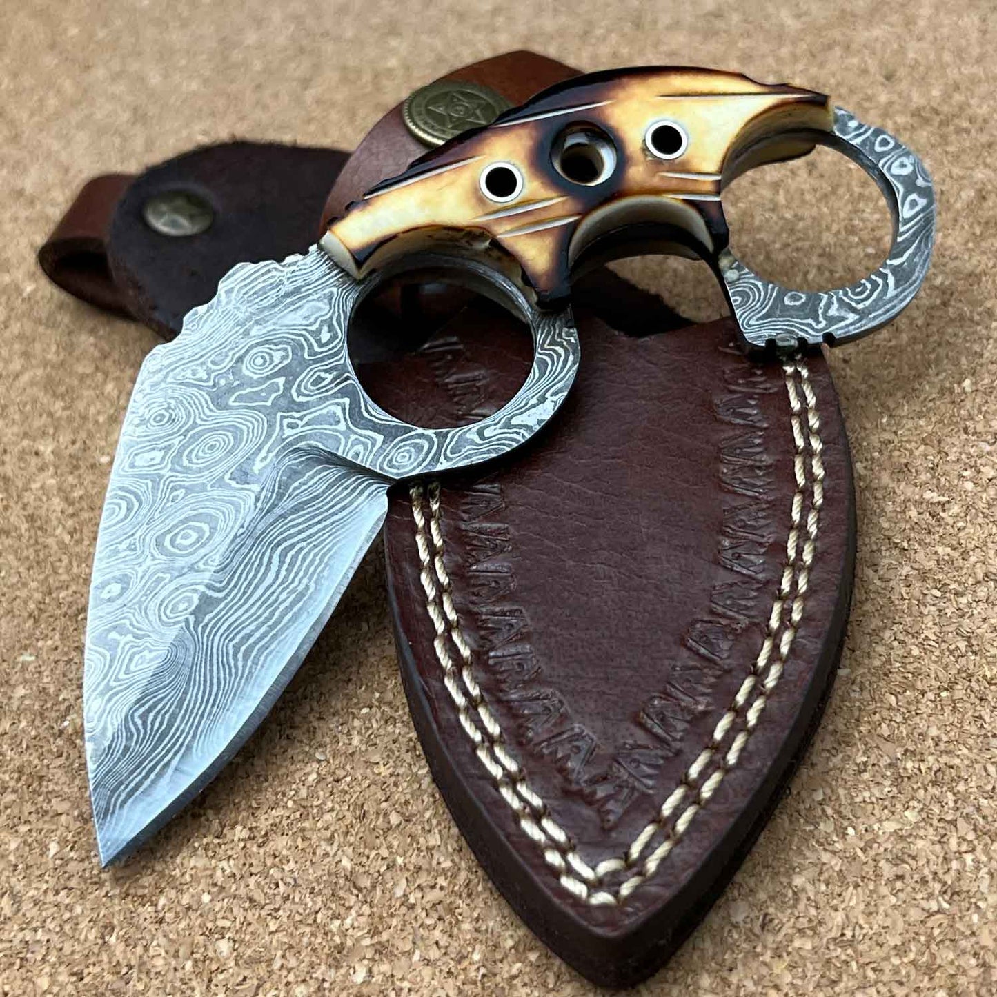 5" Handmade Damascus Steel Custom Karambit Skinning Knife