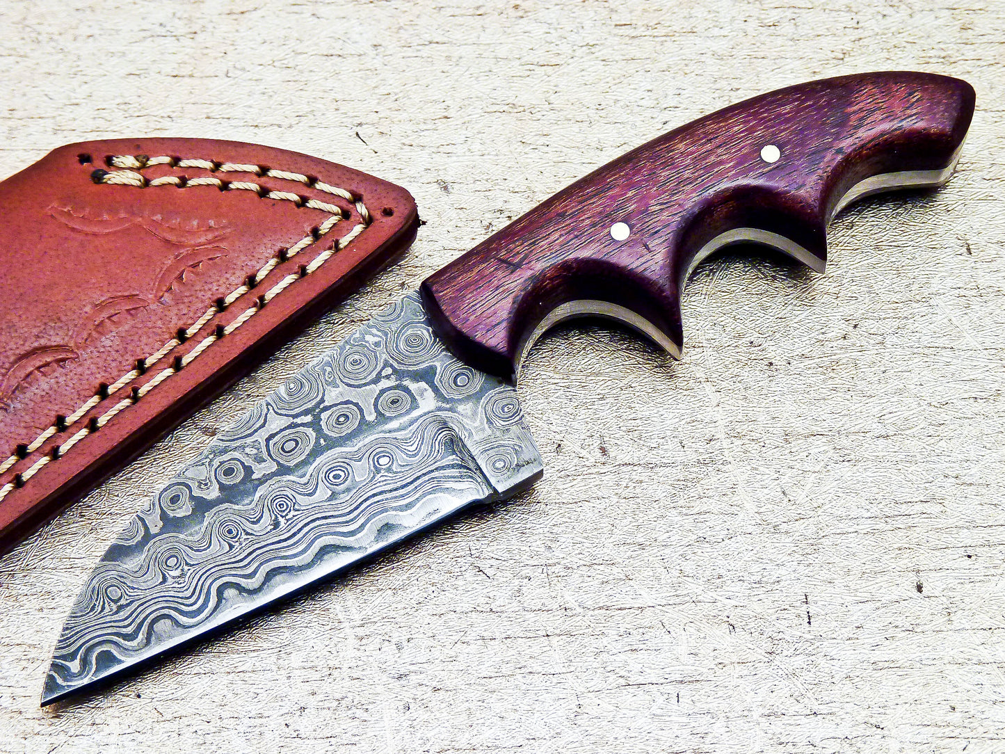 Damascus Steel Custom Handmade Hunting Mini Skinning Knife 6"