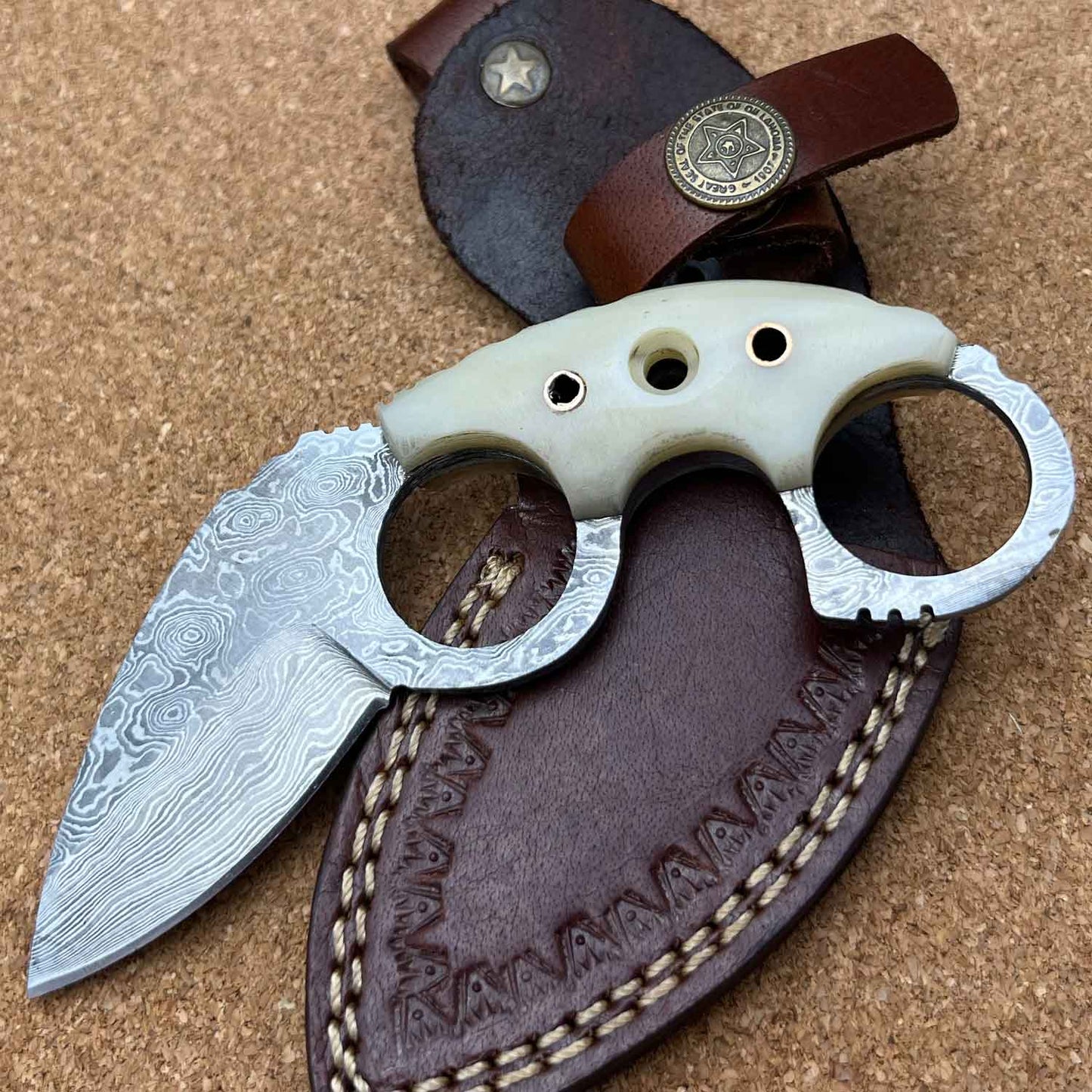 5" Damascus Steel Custom Handmade Karambit Skinning Knife