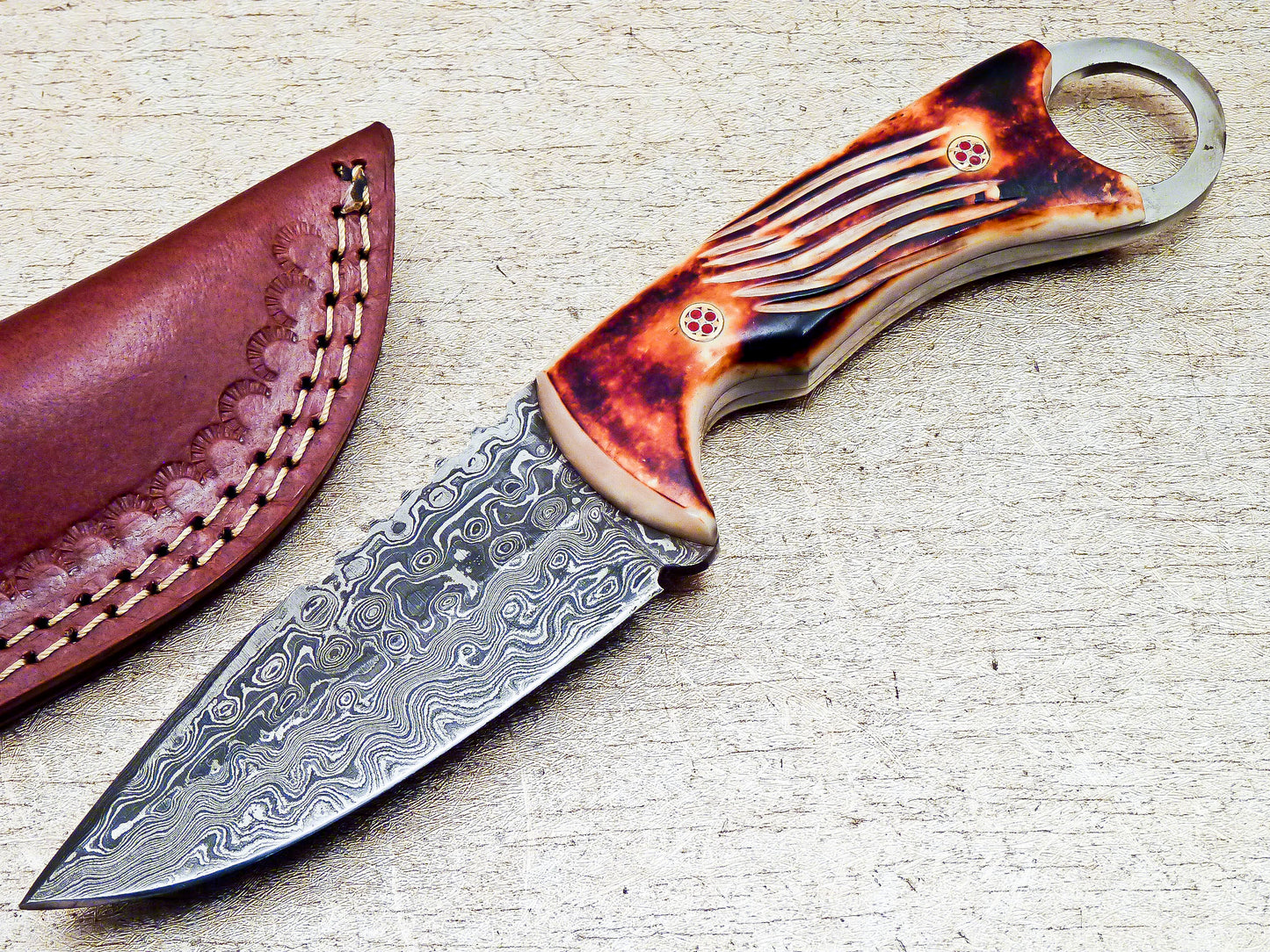 Custom Handmade Damascus Steel Hunting Karambit Knife 9"