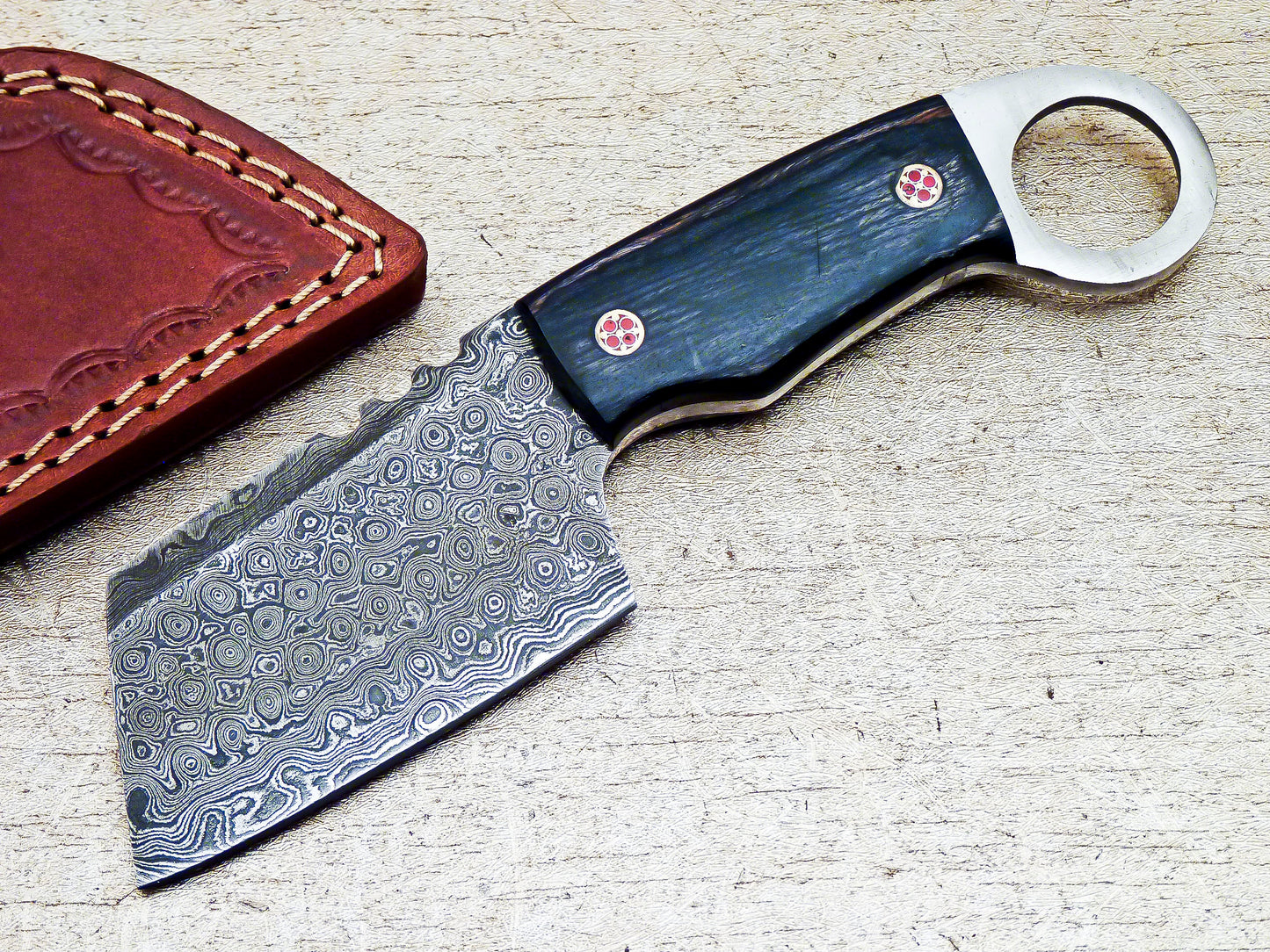 Custom Handmade Damascus Steel Skinning Sheepsfoot Knife 7"