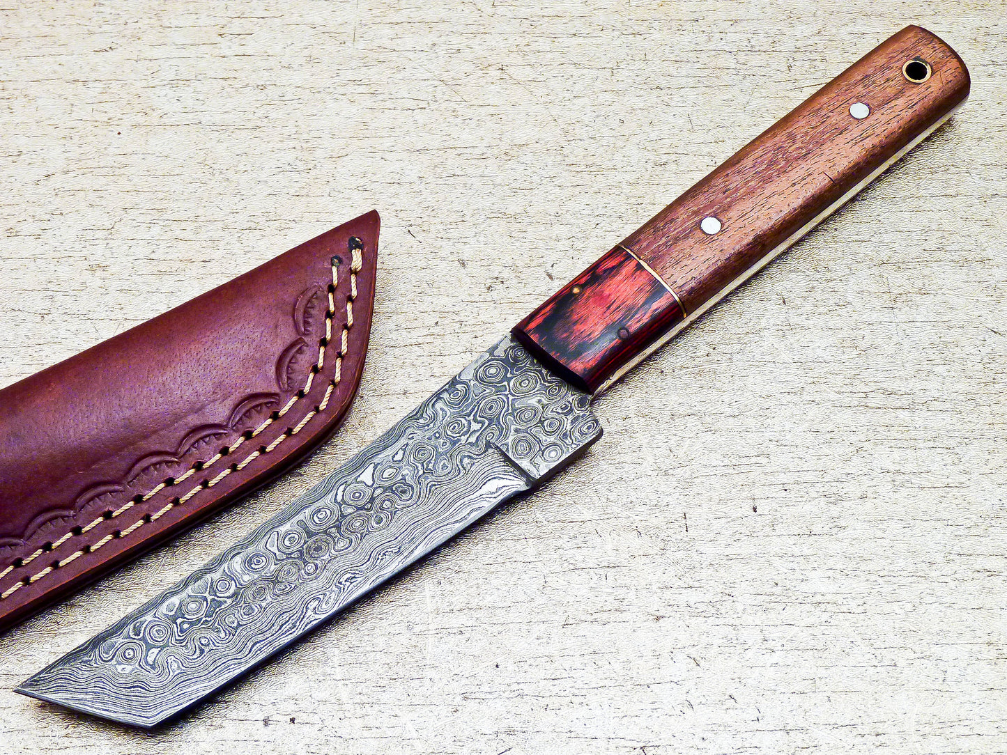 Damascus Steel Custom Handmade Hunting Tanto Knife 10"