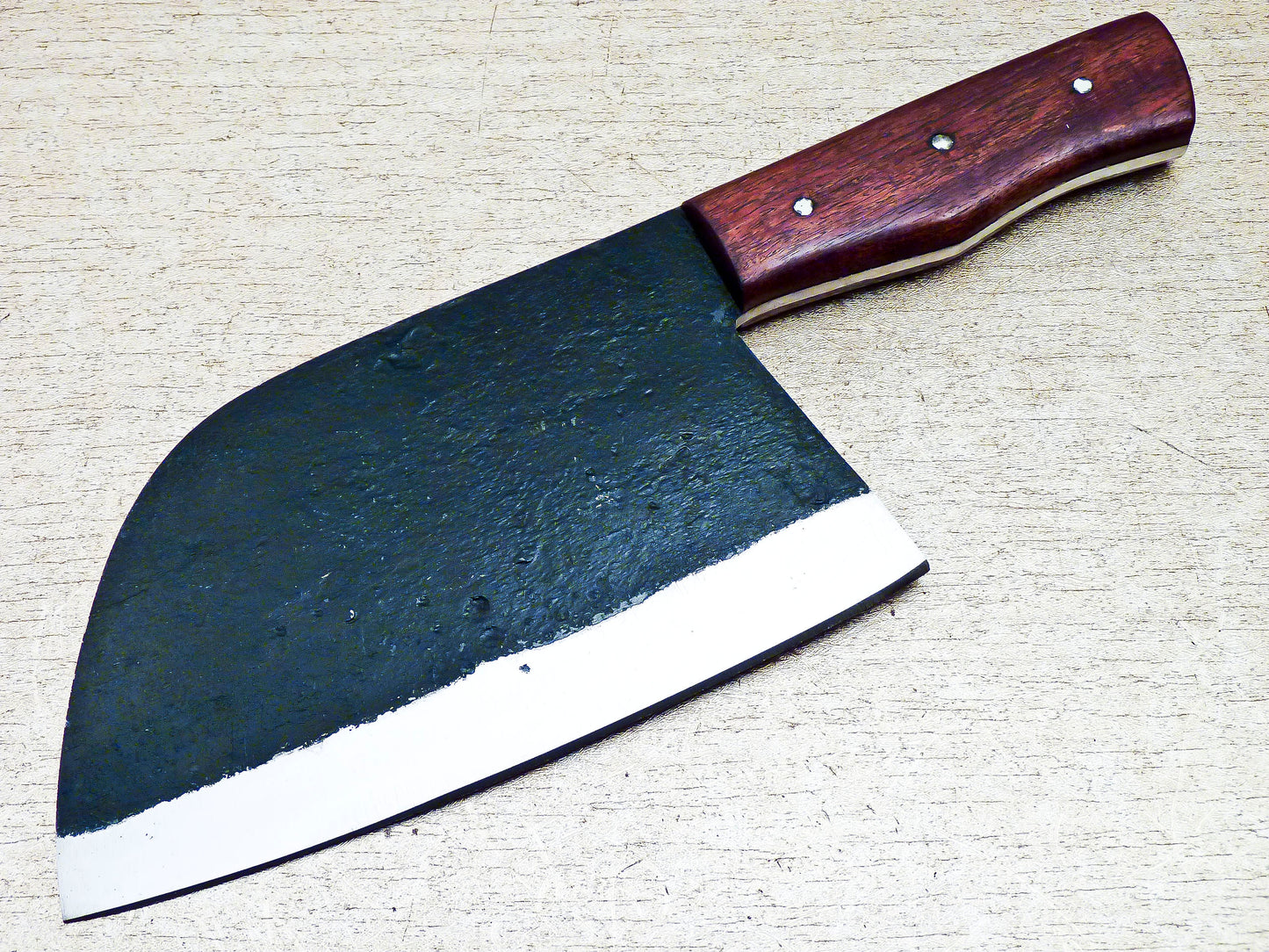 Custom Handmade Forged Carbon Steel Kitchen Chef Cleaver Knife 12"