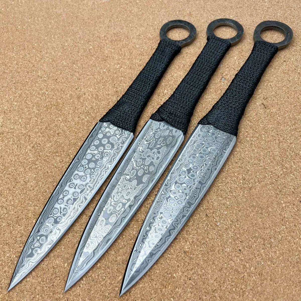 Pack of 3 Damascus Throwing Kunai Knife, Sharp Throwers - 12 Inches - TOPHATTER'S ARMORY DEALS