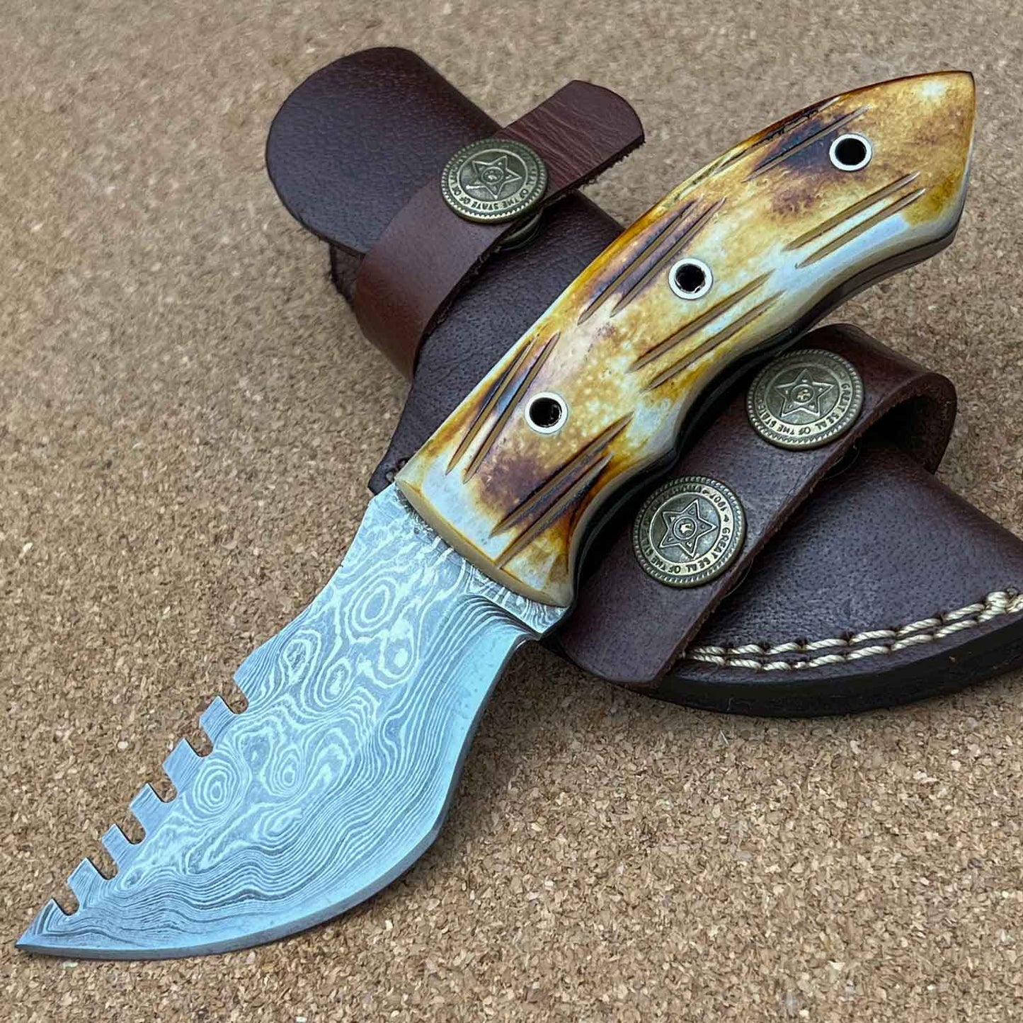 6.5" Custom Damascus Steel Handmade Hunting Mini Tracker Knife
