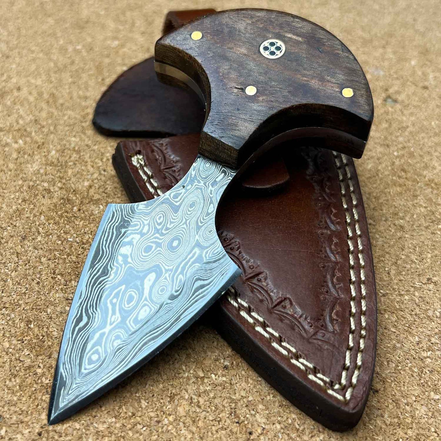 Custom Handmade Damascus Steel 5" Hunting Fix Blade Push Dagger Punch Knife