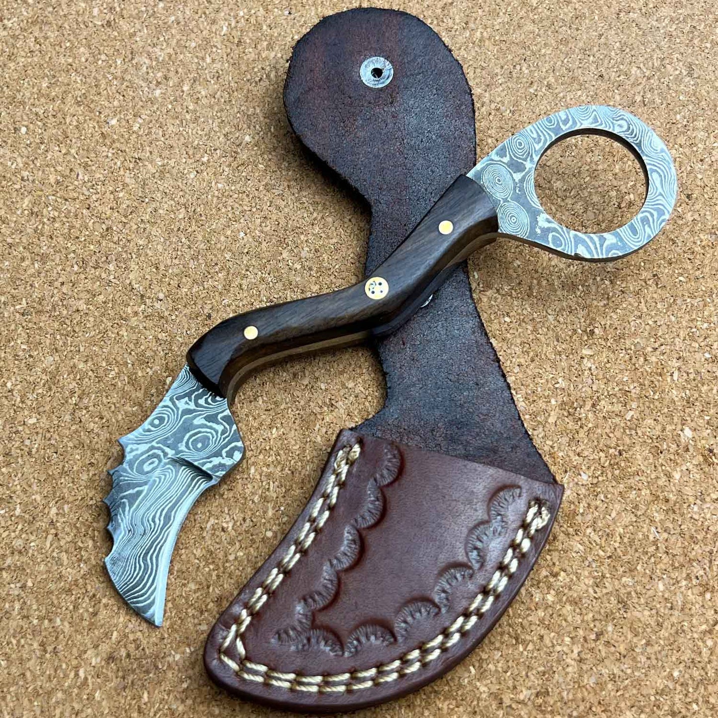 6" Custom Handmade Damascus Steel Karambit Tactical Fixed Blade Knife