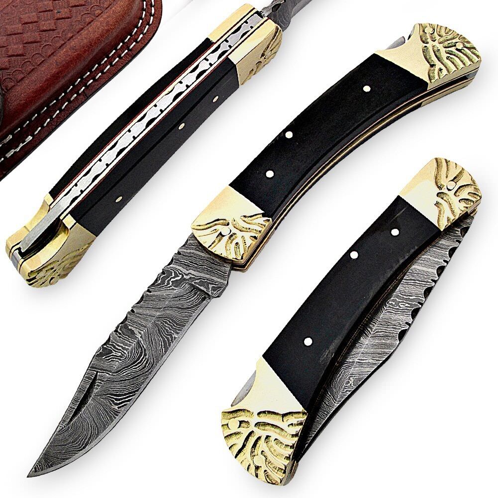 River Bend Handcrafted Damascus Lockback Folding Knife